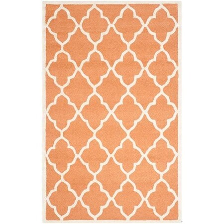 Safavieh Cambridge Hand Tufted Medium Rectangle Rug- Coral - Ivory- 5 x 8 ft. CAM312W-5